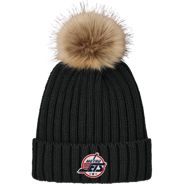 Metro Jets Faux Fur Pom Beanie