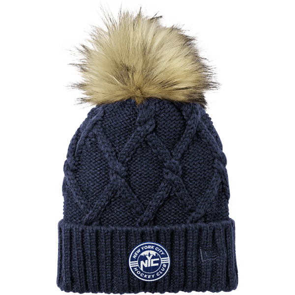 NYC Hockey Club New Era Faux Fur Pom Beanie